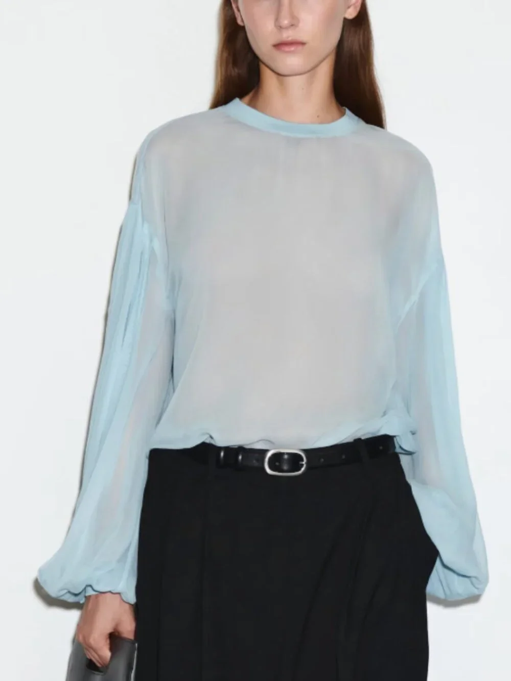 quelques choses SHEER BALLOON-SLEEVE BLOUSE - Picture 10 of 10